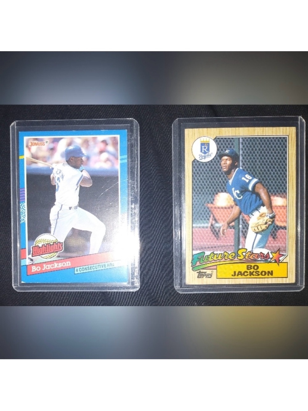 VINTAGE Bo Jackson Baseball Trading Cards FUTURE STARS & HIGHLIGHTS KC ROYALS x2